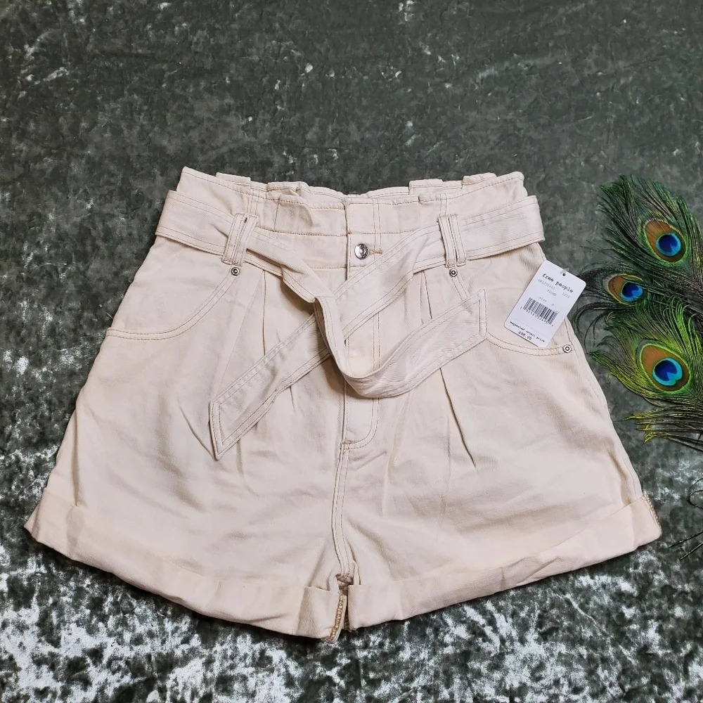 Free People Nova Denim Paperbag Shorts‎ Plume